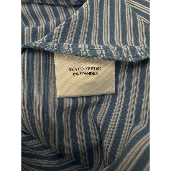 NWT Peter Millar BOWEN Triple Triple Stripe Jersey Golf Polo Shirt Blue XXL $115 - Picture 5 of 10